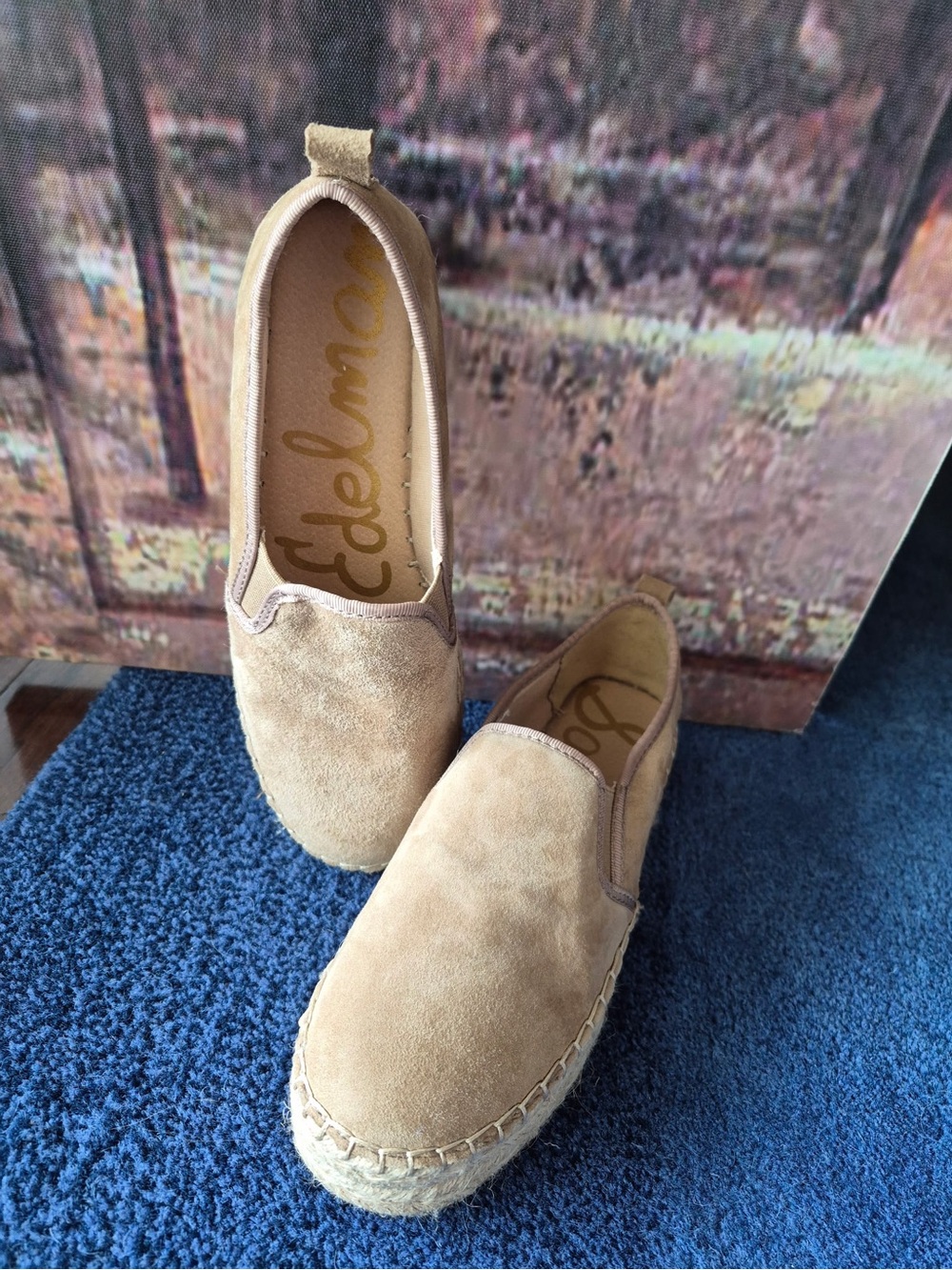 Sam Edelman Taupe Suede Espadrille Platform Slip-Ons